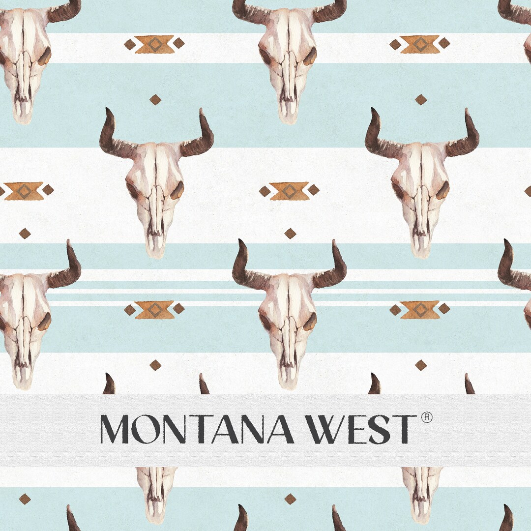 Boho Bull Skull Striped Seamless Pattern, Digital Ethnic Tribal ...