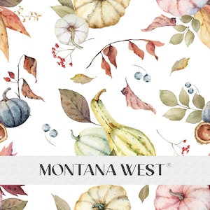 Fall Pumpkins and Leaves Seamless Pattern, Digital Watercolor Pumpkins on White Background Seamless Pattern Commercial Use, Fall Seamless