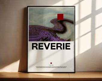 REVERIE | 抽象的な定義ポスター | パープルブルーアート | モダンタイポグラフィ | デジタルダウンロード