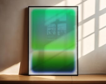 Lámina artística degradada "KYOTO" / Póster abstracto de pared verde menta / Decoración zen japonesa / Descarga digital