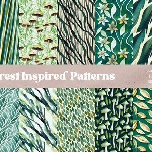 Motifs inspirés de la forêt - Motifs sans couture pour vos conceptions et produits - Produit numérique - Ensemble de papier aquarelle