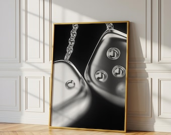 ROLL THE DICE - Dice Chain Print | Monochrome Wall Art Poster | Modern & Minimal | Digital Download
