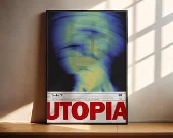 UTOPIA 99 / Póster de retrato borroso / Arte new wave / Póster de moda / Descarga digital