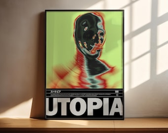 UTOPIA 88 | 仮面の人物ポスター | ニューウェーブアート | トレンディなポスター | デジタルダウンロード