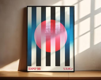 EXPO 98 retroprint | Geometrische poster Lissabon, Portugal, modern wanddecor (afdrukbare kunst)