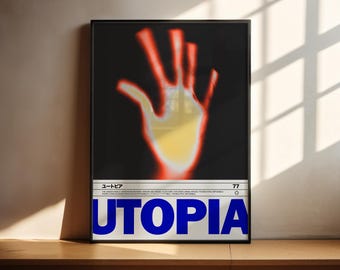 UTOPIA 77 | 歪んだ手のポスター | ニューウェーブアート | トレンディなポスター | デジタルダウンロード