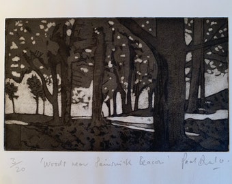 Woods near Painswick, etching print