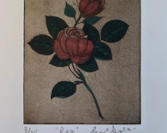 Rose - kolorierte Originalradierung