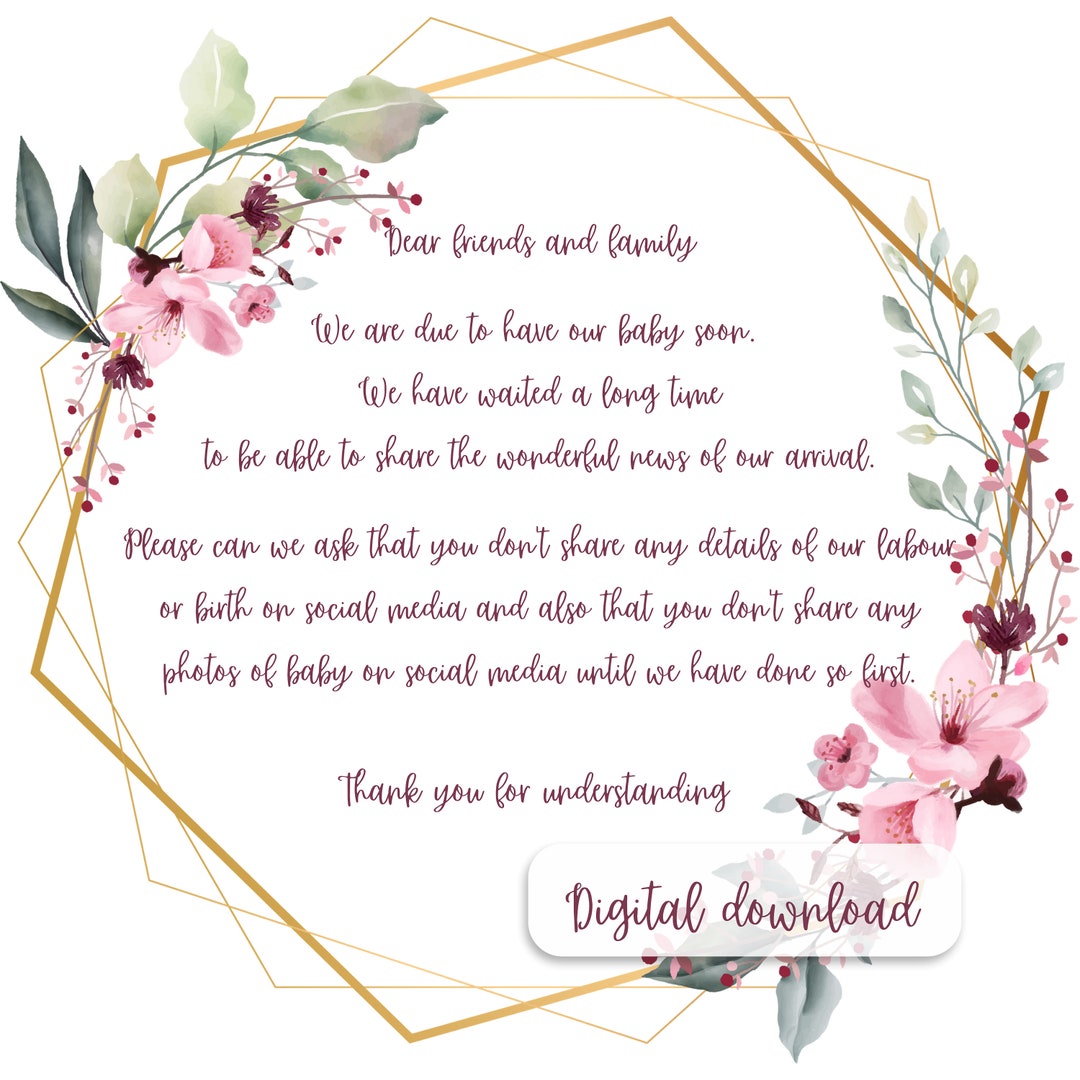Digital Download Social Media Post. Birth Announcement Privacy Etsy