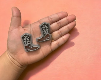 Cowboy Boots Clay Cutter, Floral Earring, Spring Clay Cutters, 5 Sizes