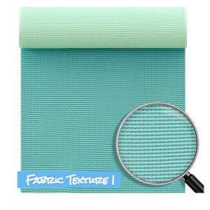 May include: A close-up of a light blue fabric with a textured weave. A magnifying glass shows the detail of the fabric's texture. The text "FABRIC TEXTURE 1" is written in blue on a white background.