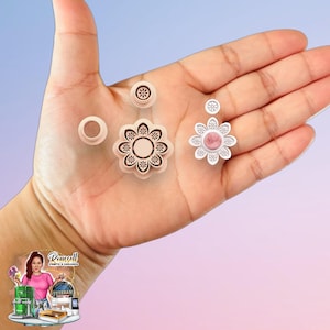 Ornamental Flower with Gemstone Combo B clay cutter