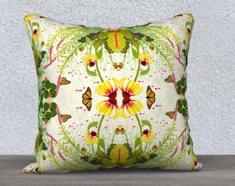 Coneflower and Butterflies Pillowcase