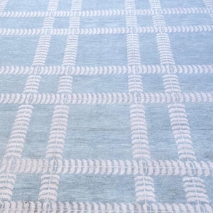 Beautiful Blue and White modern Persian knotted Made to Order (In Any Size)Floral Hand Knotted Modern Oushak rug/ large area rug/pastel