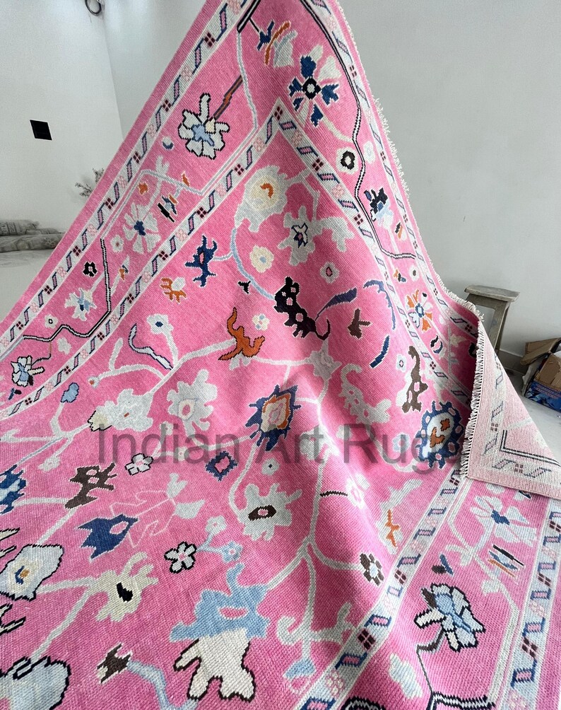 9X12 Authentic Pink Sage in Oushak Made to Order in Any Size Geometric