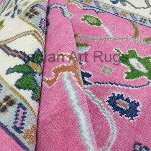 Classical soft pink with light cream Oushak Made to Order (In Any Size)Floral Hand Knotted Modern Oushak rug/ large area rug/pastel