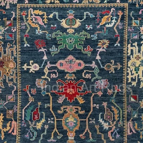 Blue pastel Antique and beautiful design rug  8x10, 9x12, 10x14 12x15 Hand Knotted blue and pink Traditional Persian Vintage Oushakrug.