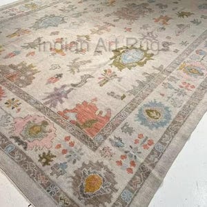 9X12 Ready to ship Hand knotted light gray Oushak Made to Order (In Any Size!!!!!) Modern Oushak rug/ large area/sage/muted oushak rug.