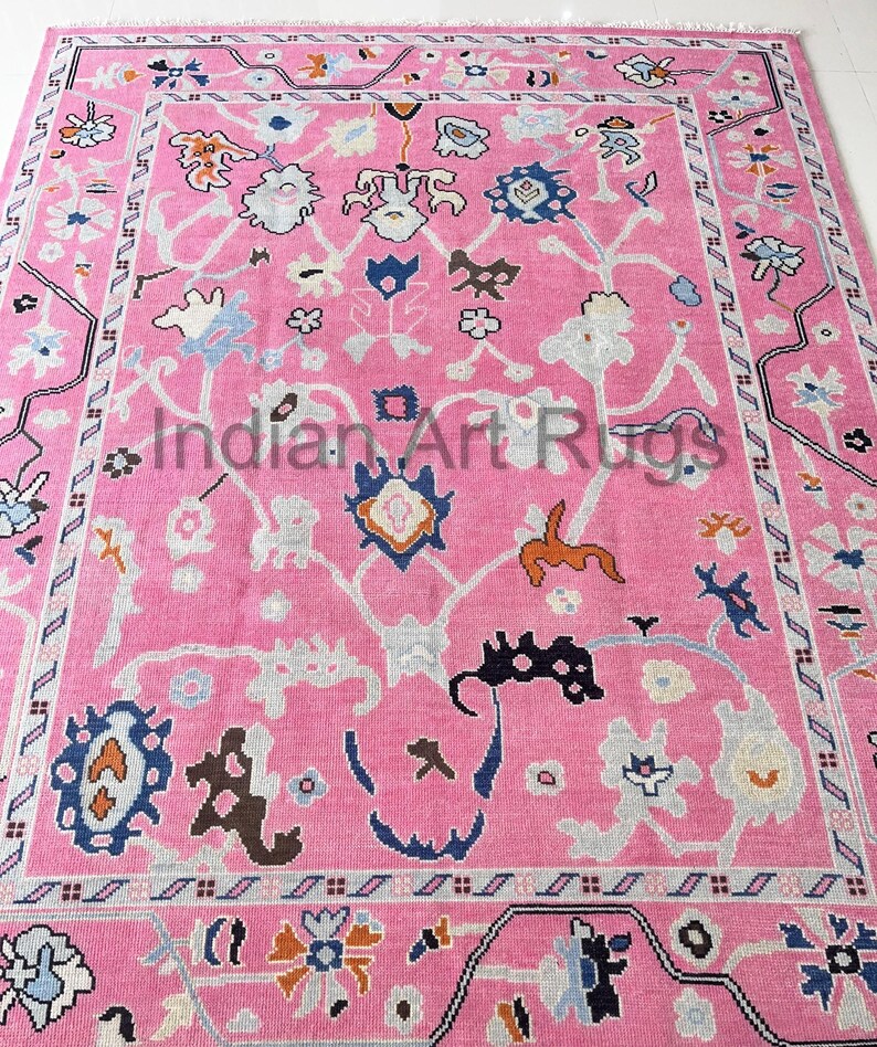 9X12 Authentic Pink Sage in Oushak Made to Order in Any Size Geometric