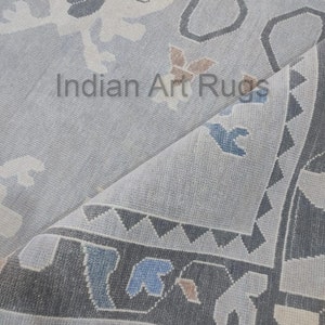 9x12 Hand knotted muted grey & tan blue Oushak Made to Order In Any Size Geometric Knotted Modern Oushak rug large area muted oushak rug. image 7