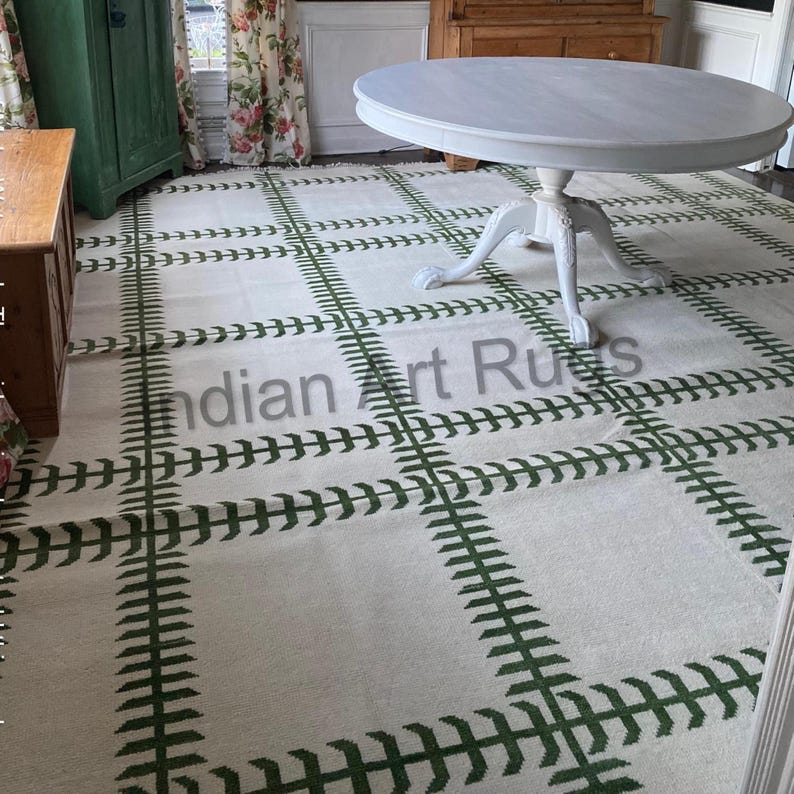 8x10 Awsome Green And White  Oushak Made to Order (In Any Size!!!!!) Knotted Modern Oushak rug/ large area rug/pastel/sage/muted oushak rug.