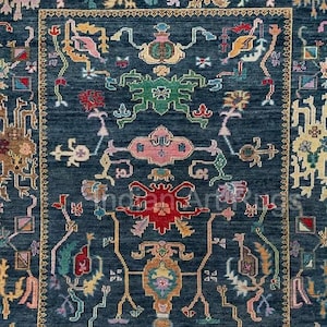 Blue pastel Antique and beautiful design rug  8x10, 9x12, 10x14 12x15 Hand Knotted blue and pink Traditional Persian Vintage Oushakrug.
