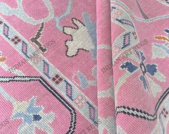 10X14 READY TO SHIP- Exquisite Pink Oushak style Hand Knotted Rug 4x6, 5x8, 6x9, 8x10, 9x12, 10x14 ft Rugs for Living Room rug for bedroom.