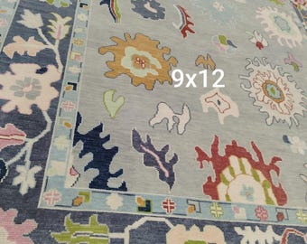 9x12 Soft Grayish black Oushak Made to Order (In Any Size!)  Hand Knotted Modern Oushak rug/ large area rug/pastel natural rug.