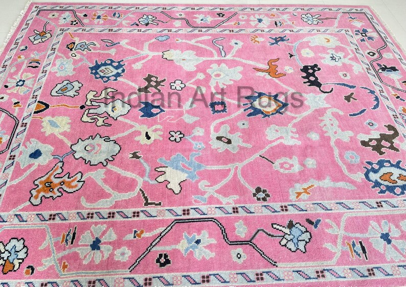 9X12 Authentic Pink Sage in Oushak Made to Order in Any Size Geometric