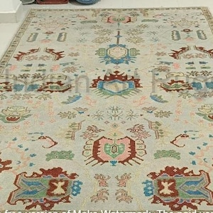Beautiful beige modern Oushak Made to Order (In Any Size)Floral Hand Knotted Modern Oushak rug/ large area rug/pastel