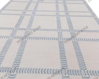 Classical Cream and Blue Antique Oushak Design Rug 8x10,9x12,10x14,12x15 Hand Knotted Traditional Persian Vintage Oushak.