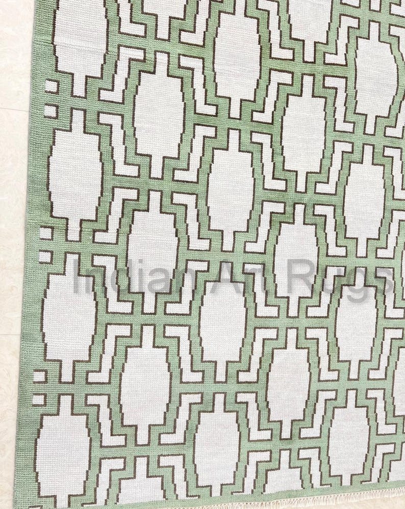 Buy Beautiful Green and Light Gray Color Pastel Modern Oushak Rug