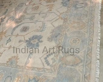 Handgeknüpfter moderner Oushak Teppich, Oushak Teppich, Beige, Beige, Beigebeige, Grau, Beerenteppich, Oushakteppich, Oushakteppich