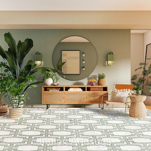 Awesome soft Green And Off White Oushak Made to Order (In Any Size!)  Knotted / large area rug/pastel/For Bedroom Rugs/For Living Room Rugs.