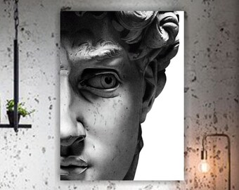David by Michelangelo, modern wall poster or painting, large canvas print, interior wall decoration.
