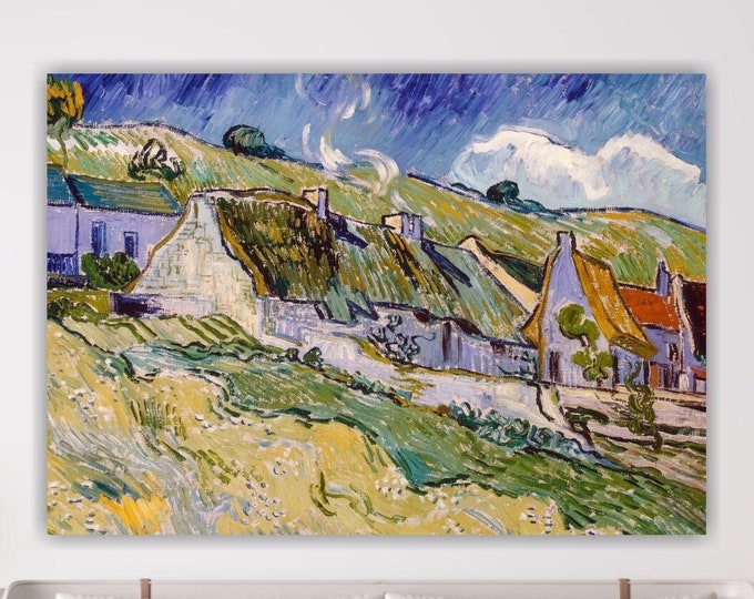 Van Gogh poster or canvas painting, houses in Auvers, canvas print, wall decorations.