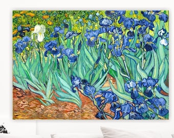 Van Gogh Iris poster or aesthetic painting, wall decoration, canvas print, floral landscape.