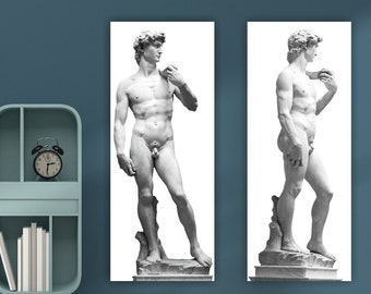 Set of 2 prints Michelangelo's David, poster or modern canvas painting, interior wall decorations.