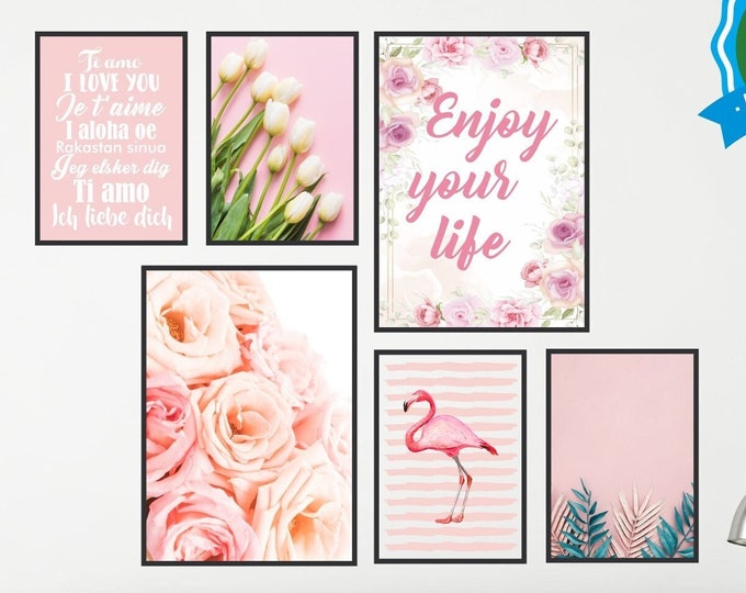 Set of 6 Posters, Lifestyle (n.2 size 30 x 40 cm, n.4 size 20 x 30 cm). Canvas Poster