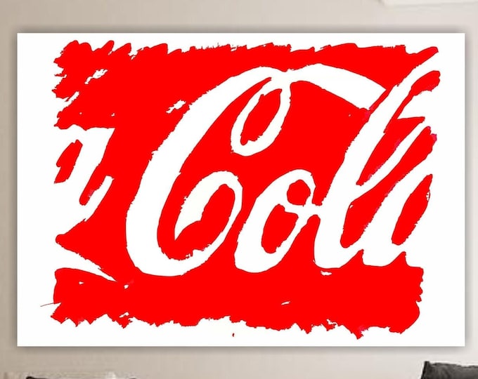 Pop art canvas, Mario Schifano, Coca-Cola, canvas print for wall, poster or aesthetic painting.