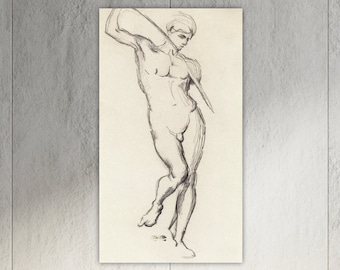 Cézanne, David drawing by Antonin Mercié, poster or wall art, canvas print, home wall decoration, academic nude.