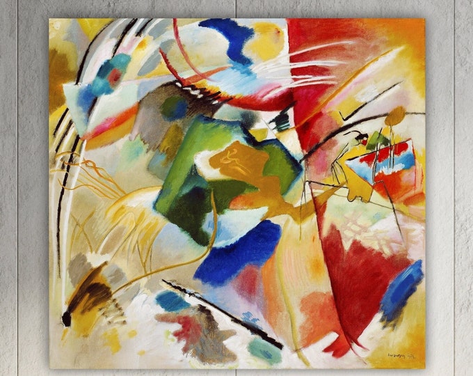 Kandinsky Abstract Wall Art Print, Geometric Poster or Painting, Interior Wall Decor, Green Center.