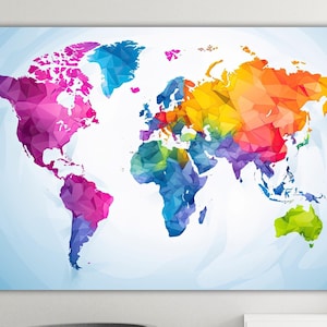 Carte du monde, affiche ou tableau mural, impression sur toile, décoration murale pour la maison.