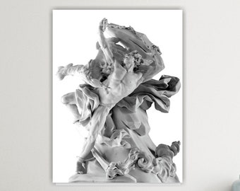 Canvas Print Marble Statue, Nicolas Sebastien Adam, Prometheus Bound, Interior Wall Decorations.