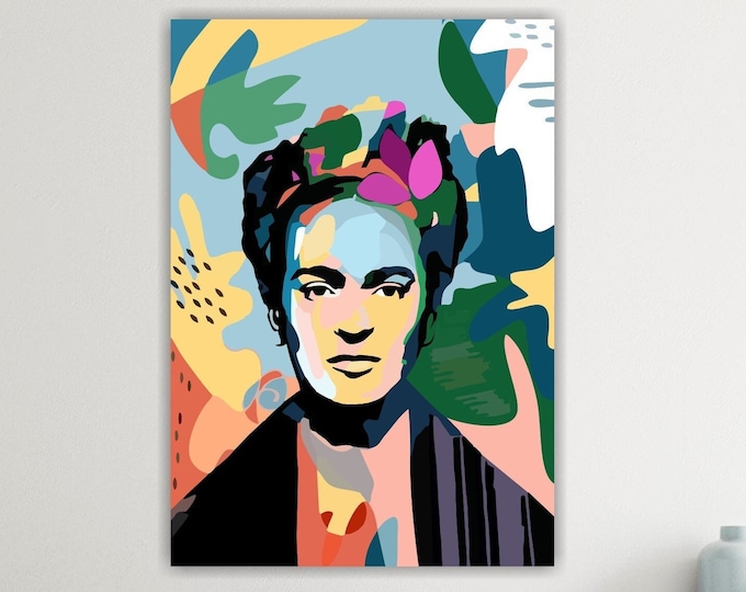 Frida Khalo Flowers, Poster or Picture to Hang, Modern Wall Print for Home Office Decor