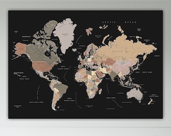 World Map Wall Art, Poster or Wall Picture, Canvas Print, Home Wall Decor.