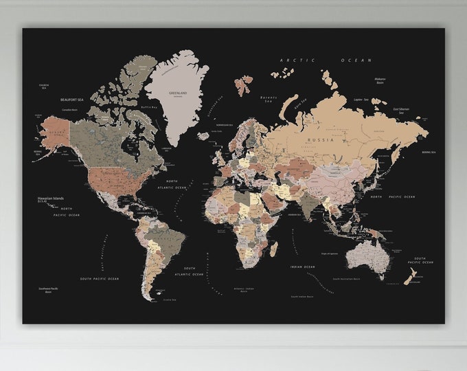 World Map Wall Art, Poster or Wall Picture, Canvas Print, Home Wall Decor.