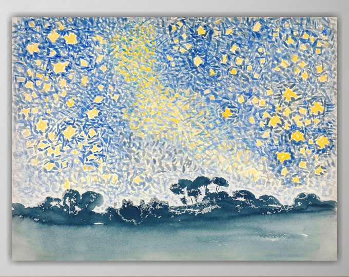 Starry Panorama Henri-Edmond Cross, poster or wall picture, canvas print, home wall decoration.