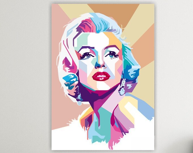Famous Actress Marilyn, Poster or Canvas Painting, Modern Wall Decor. Home Office Decor