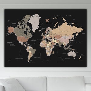 Carte du monde, art mural, affiche ou tableau mural, impression sur toile, décoration murale pour la maison.